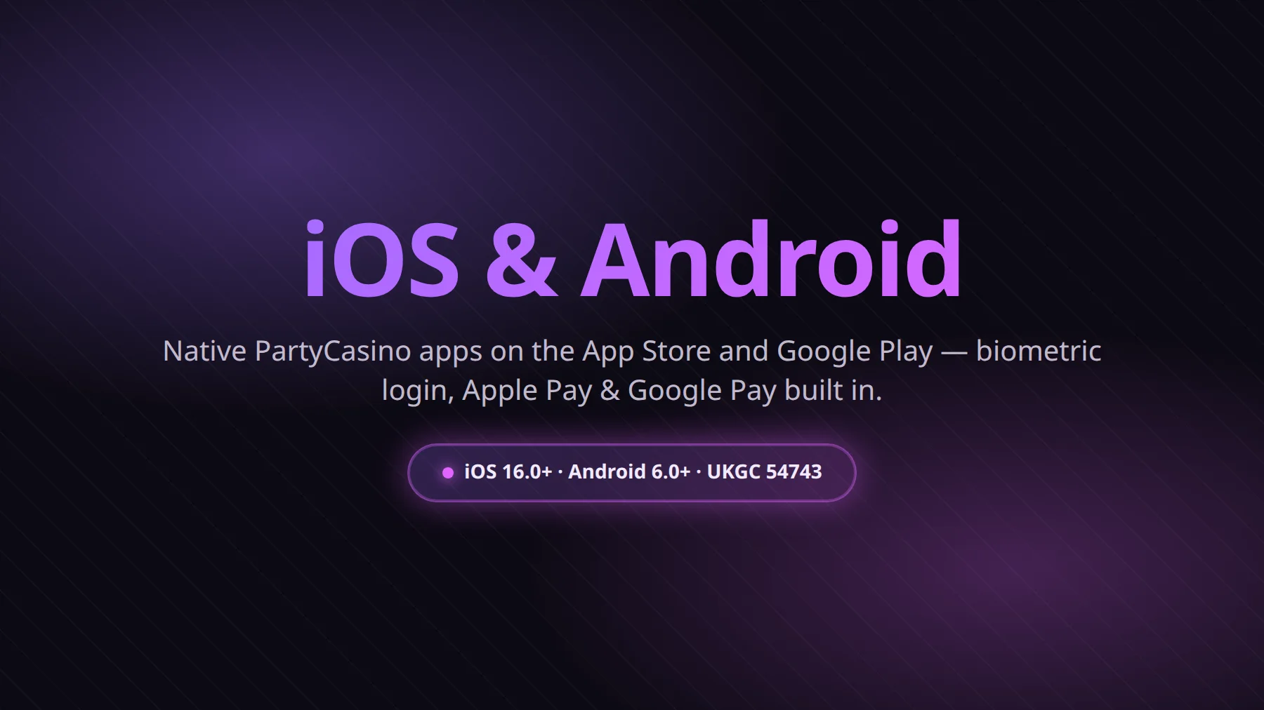 Party Casino mobile app on iPhone and Android
