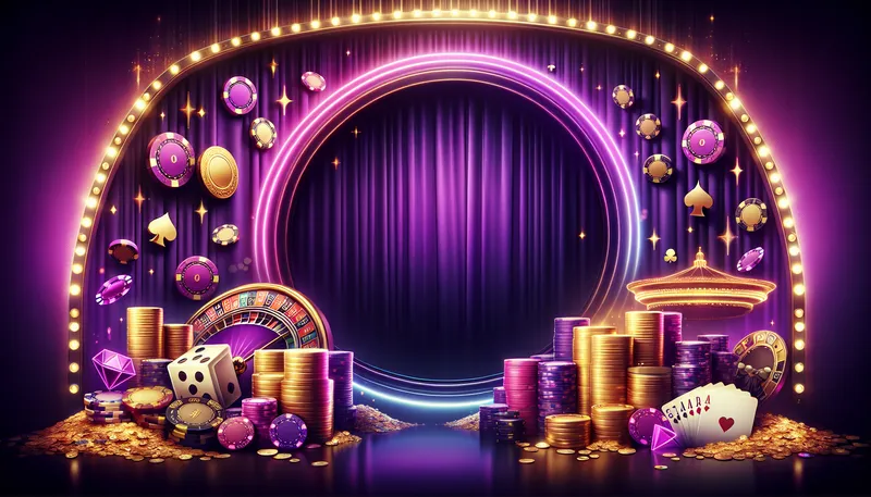 Party Casino tournaments page backdrop — purple casino floor with promotional slot reels